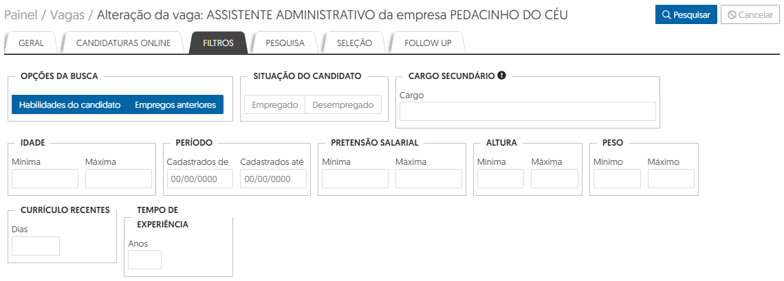Realize a seleção com filtros exclusivos